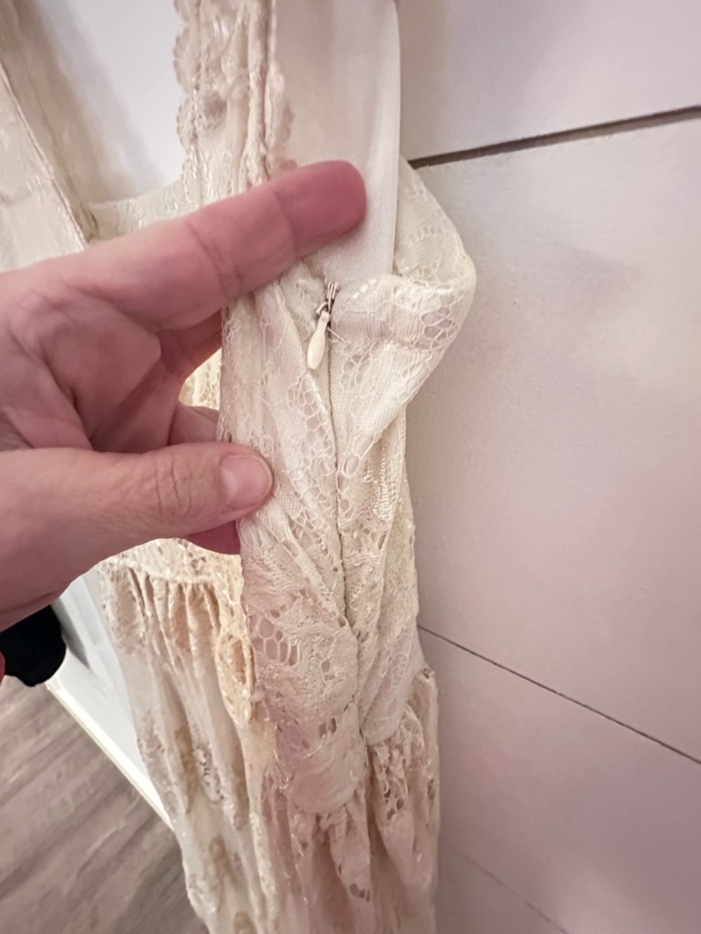 Silvian Heach L Cream lace sleeveless lined maxi dress vintage feminine antique - Picture 11 of 16